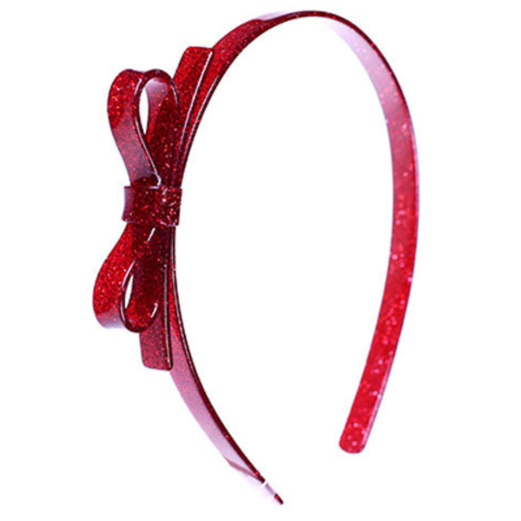 Red Glitter Thin Bow Headband - BMG Kids